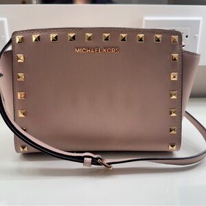 Michael Kors Blush Crossbody Bag with Gold Studs